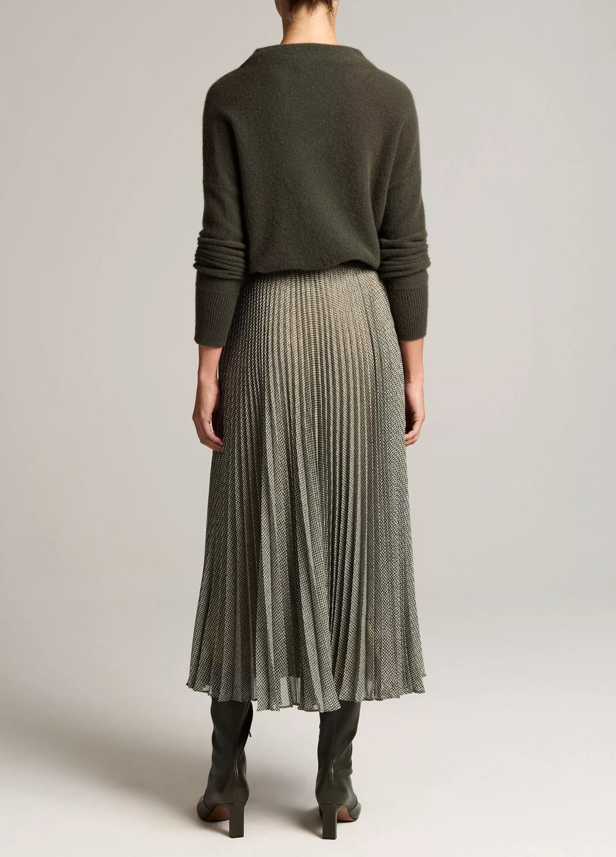 Sheer Houndstooth Pleated Skirt