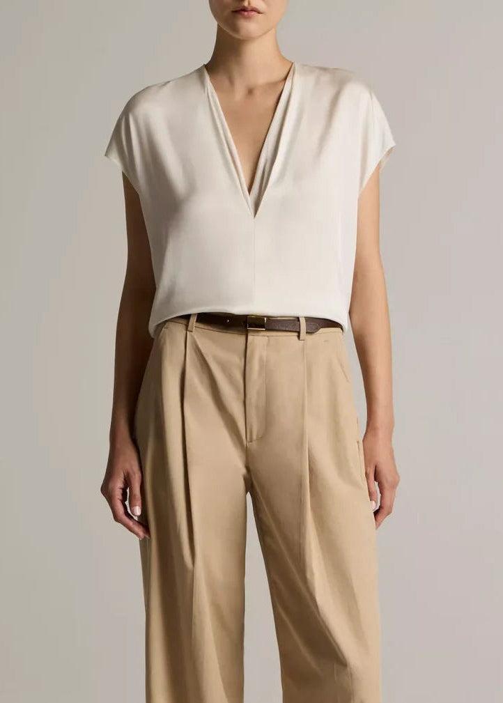 DOUBLE V NECK SATIN SHELL