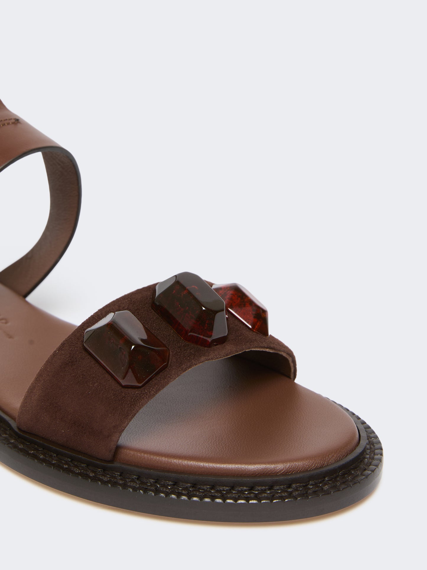 JEWELED LEATHER SANDALS