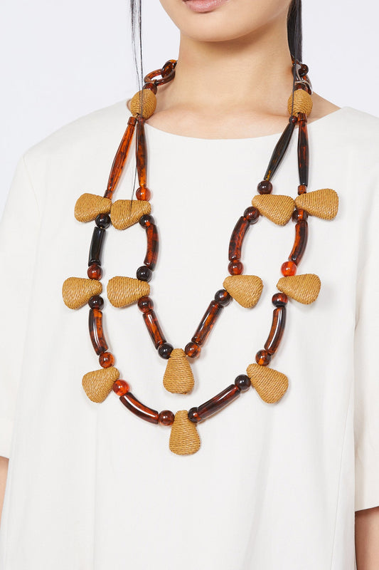 RAFFIA BEADED NECKLACE