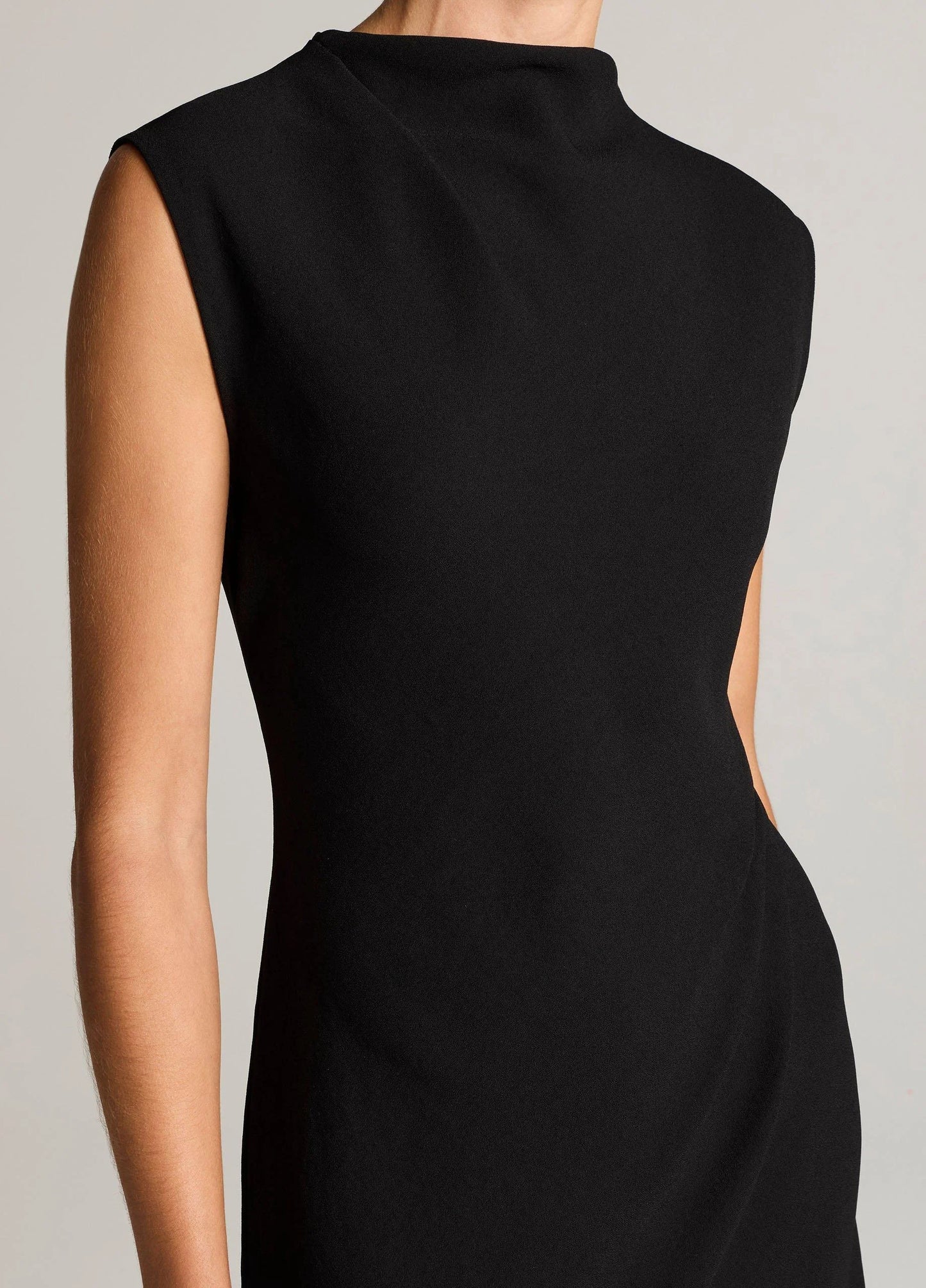 DRAPED FUNNEL NECK DRESS