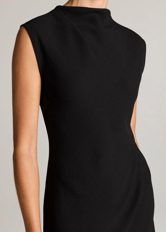 DRAPED FUNNEL NECK DRESS