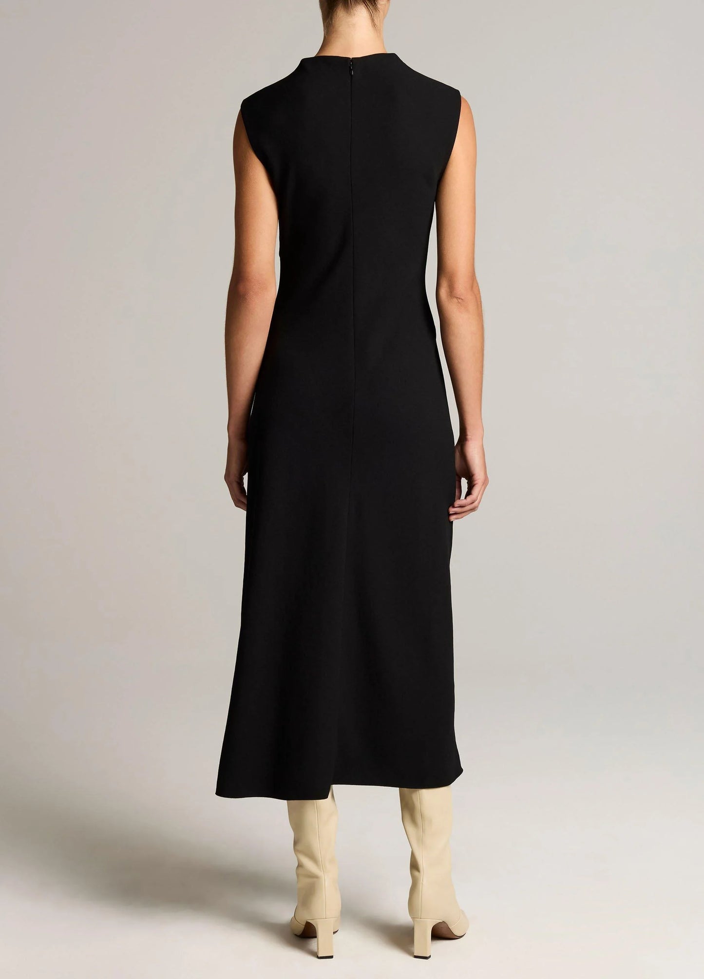 DRAPED FUNNEL NECK DRESS