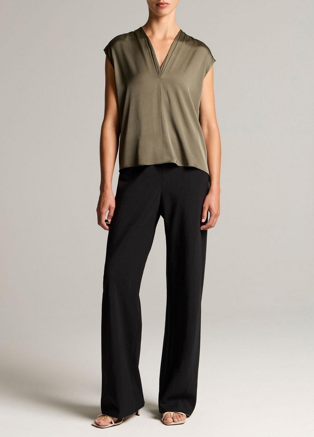 DOUBLE V NECK SATIN SHELL