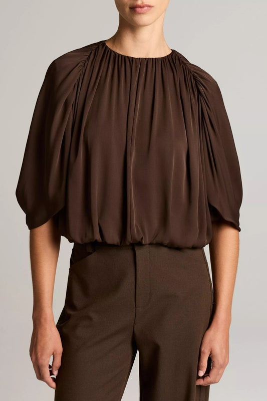 GATHERED BUBBLE BLOUSE