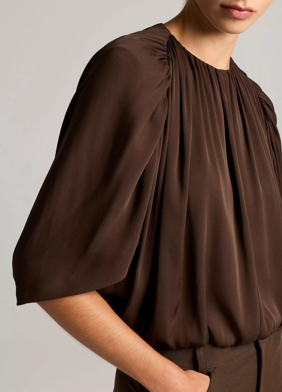 Gathered Cape Bubble Blouse