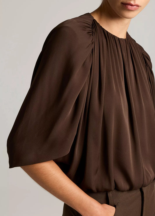 GATHERED BUBBLE BLOUSE