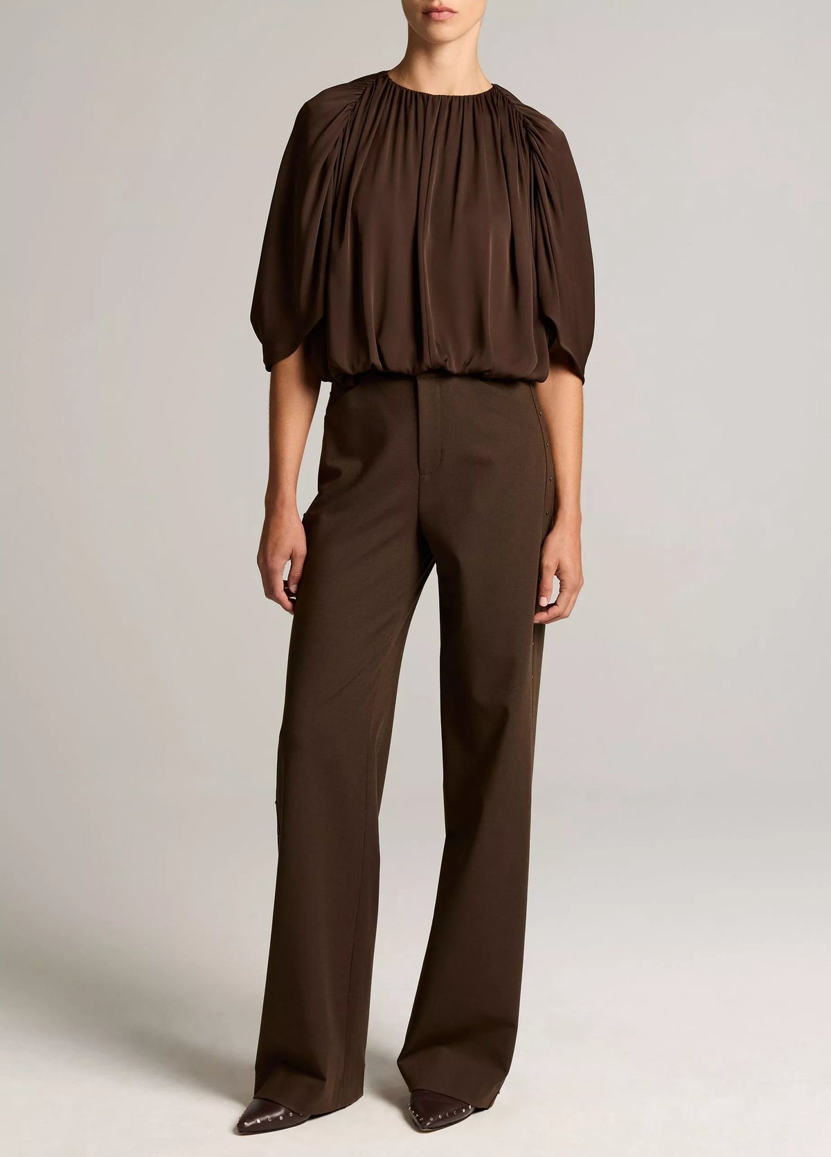Gathered Cape Bubble Blouse