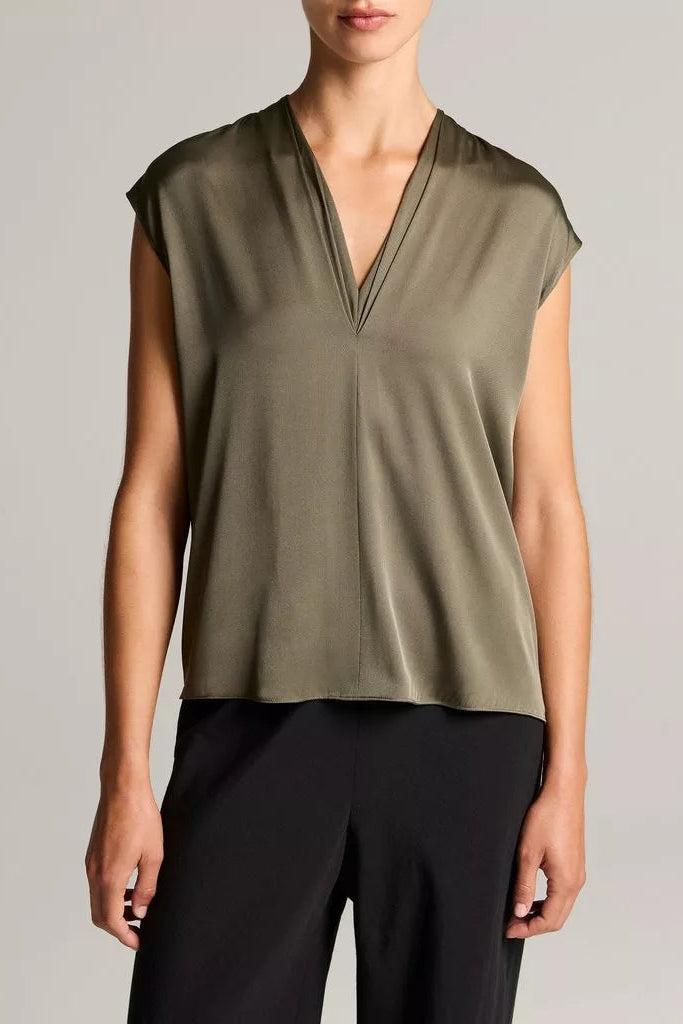 DOUBLE V NECK SATIN SHELL