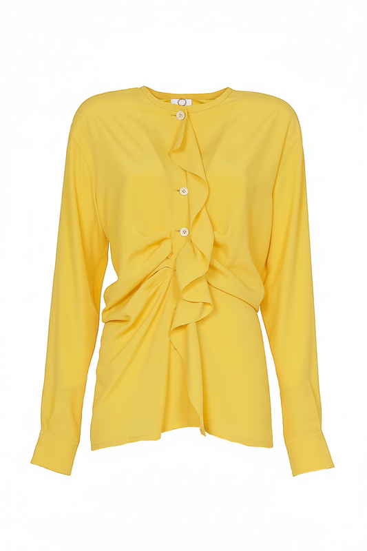 Yellow Ruffle Blouse – 2:3 with Negative Space